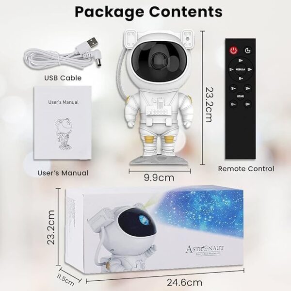 Galaxy Astronaut Star Projector – 360° Adjustable Night Light with Timer & Remote Control, USB Powered for Kids & Adults - Image 2