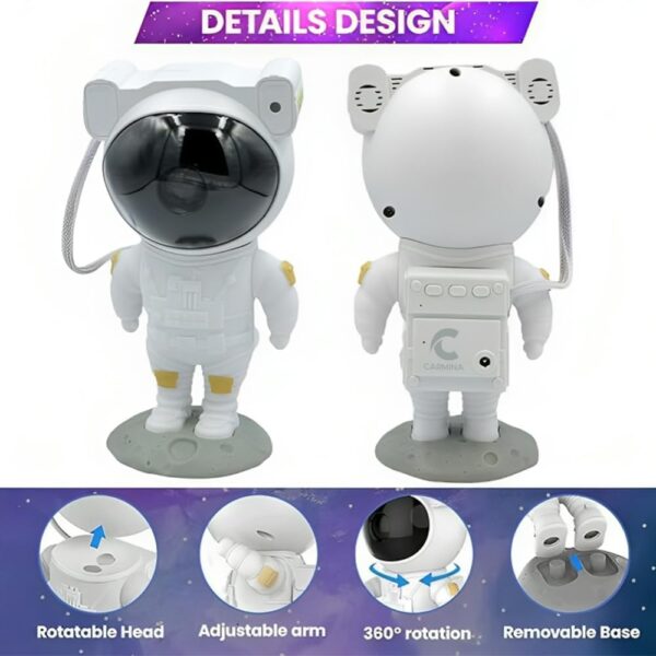 Galaxy Astronaut Star Projector – 360° Adjustable Night Light with Timer & Remote Control, USB Powered for Kids & Adults - Image 4